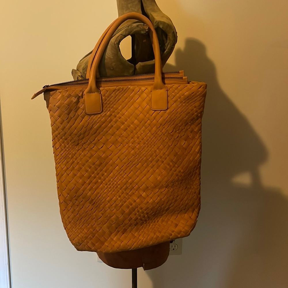 Genuine Leather FALOR Woven Leather Tote Bag Made In Italy